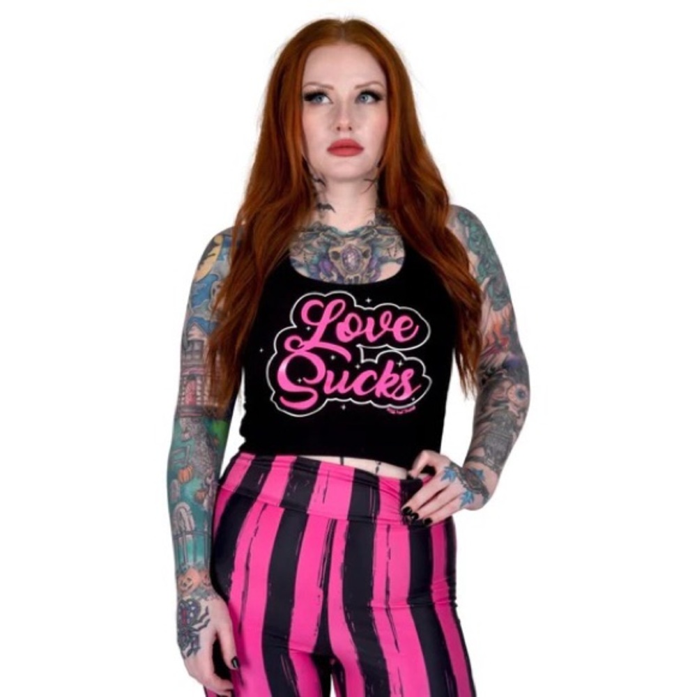 NWT LOVE SUCKS CROPPED TANK TOP